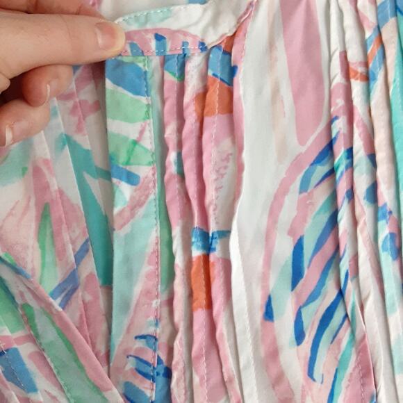Lilly Pulitzer Sarasota Pintuck Tunic Dress Out to Sea Pastels Womens M Beach - Picture 5 of 13